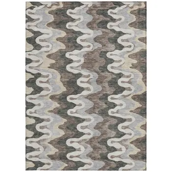 9' X 12' Charcoal Gray And Silver Abstract Washable Indoor Outdoor Area Rug