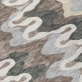 9' X 12' Charcoal Gray And Silver Abstract Washable Indoor Outdoor Area Rug