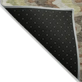 3' X 5' Chocolate Copper And Artichoke Green Abstract Washable Indoor Outdoor Area Rug