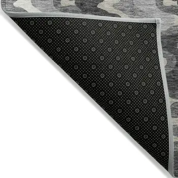 5' X 8' Gray Silver And Charcoal Abstract Washable Indoor Outdoor Area Rug