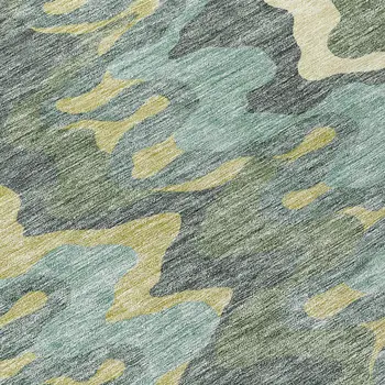 8' Sage And Artichoke Green Round Abstract Washable Indoor Outdoor Area Rug