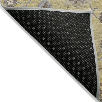 8' X 10' Gold Ivory And Brown Floral Washable Indoor Outdoor Area Rug