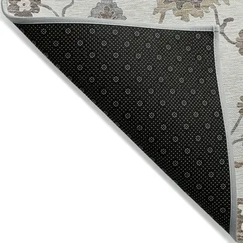 3' X 5' Ivory Gray And Taupe Floral Washable Indoor Outdoor Area Rug