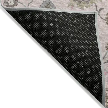 9' X 12' Pink Ivory And Chocolate Floral Washable Indoor Outdoor Area Rug