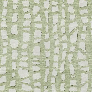 3' X 5' Artichoke Green And Ivory Abstract Washable Indoor Outdoor Area Rug