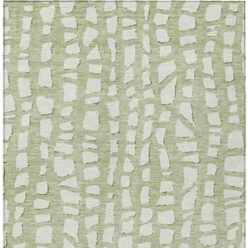 5' X 8' Artichoke Green And Ivory Abstract Washable Indoor Outdoor Area Rug