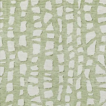 8' X 10' Artichoke Green And Ivory Abstract Washable Indoor Outdoor Area Rug