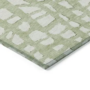 9' X 12' Artichoke Green And Ivory Abstract Washable Indoor Outdoor Area Rug