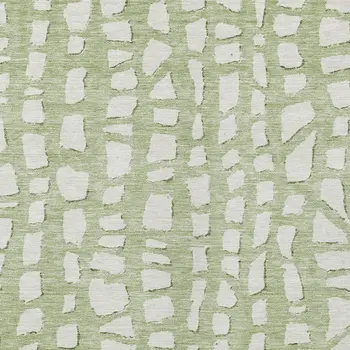 9' X 12' Artichoke Green And Ivory Abstract Washable Indoor Outdoor Area Rug