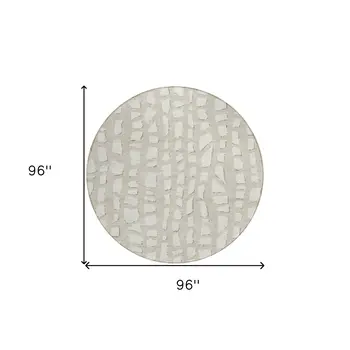 8' Beige And Ivory Round Abstract Washable Indoor Outdoor Area Rug