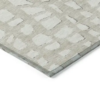 9' X 12' Beige And Ivory Abstract Washable Indoor Outdoor Area Rug
