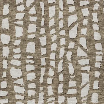 8' X 10' Brown And Ivory Abstract Washable Indoor Outdoor Area Rug