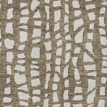 9' X 12' Brown And Ivory Abstract Washable Indoor Outdoor Area Rug