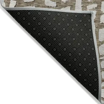 10' X 14' Brown And Ivory Abstract Washable Indoor Outdoor Area Rug