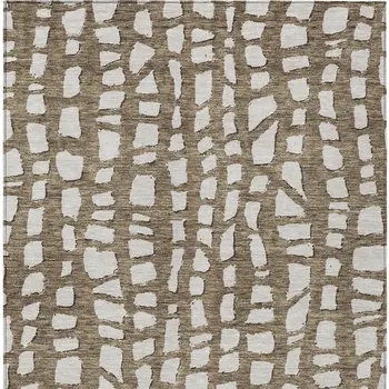 10' X 14' Brown And Ivory Abstract Washable Indoor Outdoor Area Rug