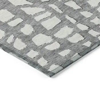 5' X 8' Gray And Ivory Abstract Washable Indoor Outdoor Area Rug