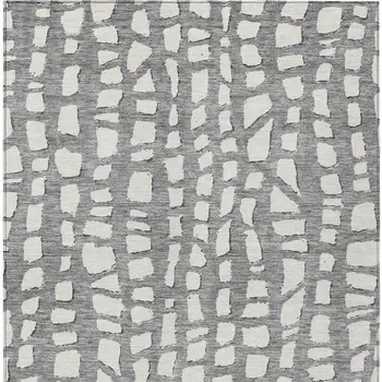 5' X 8' Gray And Ivory Abstract Washable Indoor Outdoor Area Rug