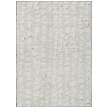 3' X 5' Ivory And Beige Abstract Washable Indoor Outdoor Area Rug