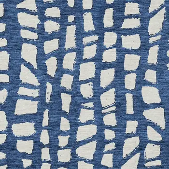 3' X 5' Navy Blue And Ivory Abstract Washable Indoor Outdoor Area Rug