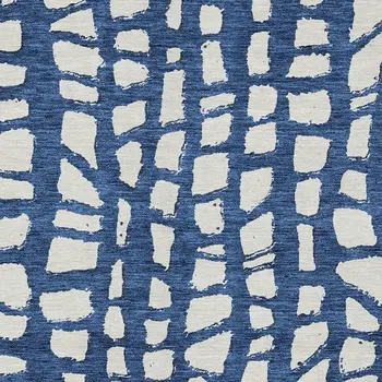 10' X 14' Navy Blue And Ivory Abstract Washable Indoor Outdoor Area Rug
