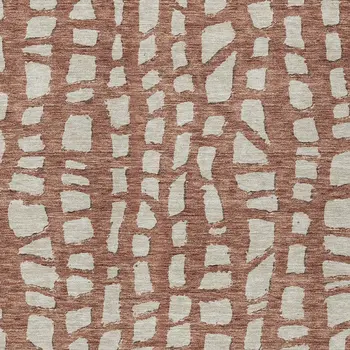 5' X 8' Orange And Ivory Abstract Washable Indoor Outdoor Area Rug