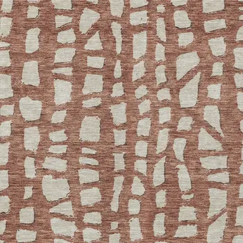 8' X 10' Orange And Ivory Abstract Washable Indoor Outdoor Area Rug