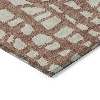 10' X 14' Orange And Ivory Abstract Washable Indoor Outdoor Area Rug