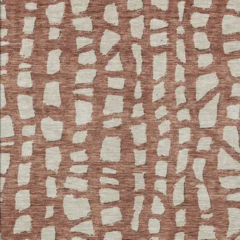 10' X 14' Orange And Ivory Abstract Washable Indoor Outdoor Area Rug