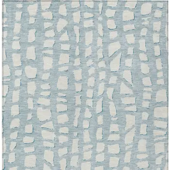 5' X 8' Sky Blue And Ivory Abstract Washable Indoor Outdoor Area Rug