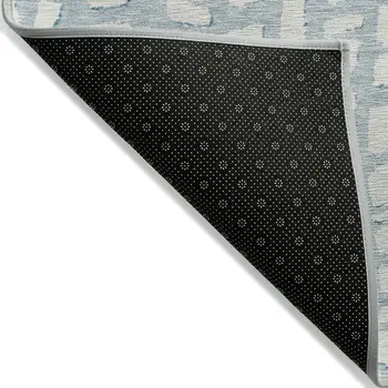 9' X 12' Sky Blue And Ivory Abstract Washable Indoor Outdoor Area Rug