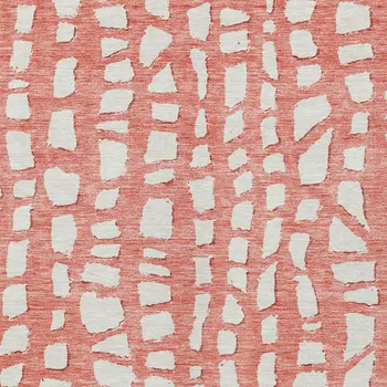 5' X 8' Salmon And Ivory Abstract Washable Indoor Outdoor Area Rug