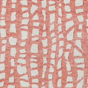 10' X 14' Salmon And Ivory Abstract Washable Indoor Outdoor Area Rug