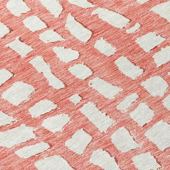 10' X 14' Salmon And Ivory Abstract Washable Indoor Outdoor Area Rug