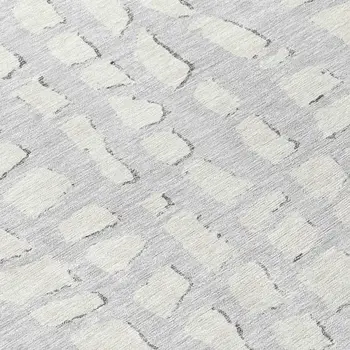 8' Silver And Ivory Round Abstract Washable Indoor Outdoor Area Rug