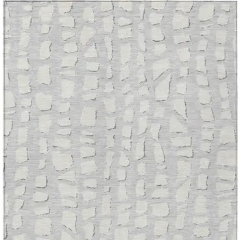 8' X 10' Silver And Ivory Abstract Washable Indoor Outdoor Area Rug