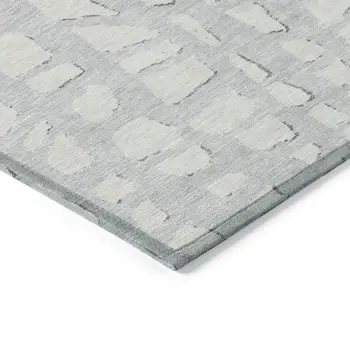 10' X 14' Silver And Ivory Abstract Washable Indoor Outdoor Area Rug