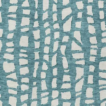 8' X 10' Teal Blue And Ivory Abstract Washable Indoor Outdoor Area Rug