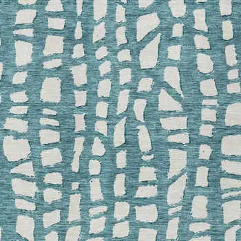10' X 14' Teal Blue And Ivory Abstract Washable Indoor Outdoor Area Rug