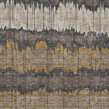 5' X 8' Brown And Taupe Striped Washable Indoor Outdoor Area Rug