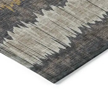 10' X 14' Brown And Taupe Striped Washable Indoor Outdoor Area Rug