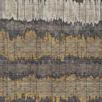 10' X 14' Brown And Taupe Striped Washable Indoor Outdoor Area Rug
