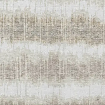 3' X 5' Ivory Beige And Taupe Striped Washable Indoor Outdoor Area Rug