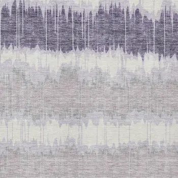 3' X 5' Lavender Purple And Ivory Striped Washable Indoor Outdoor Area Rug