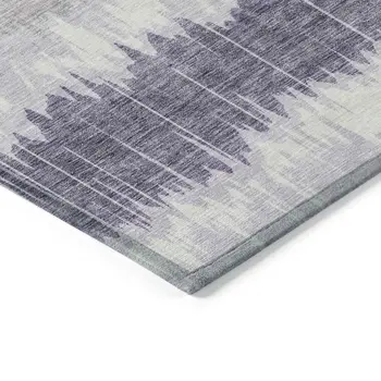 10' X 14' Lavender Purple And Ivory Striped Washable Indoor Outdoor Area Rug