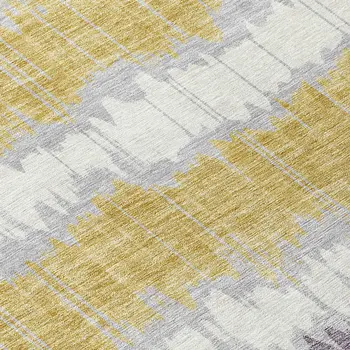 5' X 8' Silver Ivory And Purple Striped Washable Indoor Outdoor Area Rug
