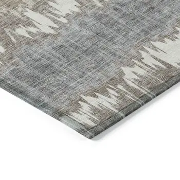 3' X 5' Taupe Brown And Ivory Striped Washable Indoor Outdoor Area Rug