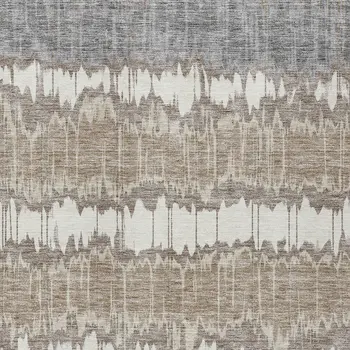 10' X 14' Taupe Brown And Ivory Striped Washable Indoor Outdoor Area Rug
