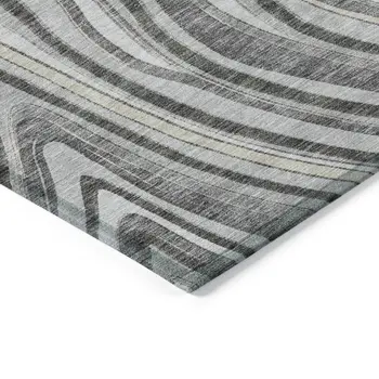 10' X 14' Gray Charcoal And Ivory Abstract Washable Indoor Outdoor Area Rug