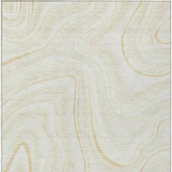 3' X 5' Ivory Beige And Tan Abstract Washable Indoor Outdoor Area Rug
