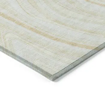 3' X 5' Ivory Beige And Tan Abstract Washable Indoor Outdoor Area Rug
